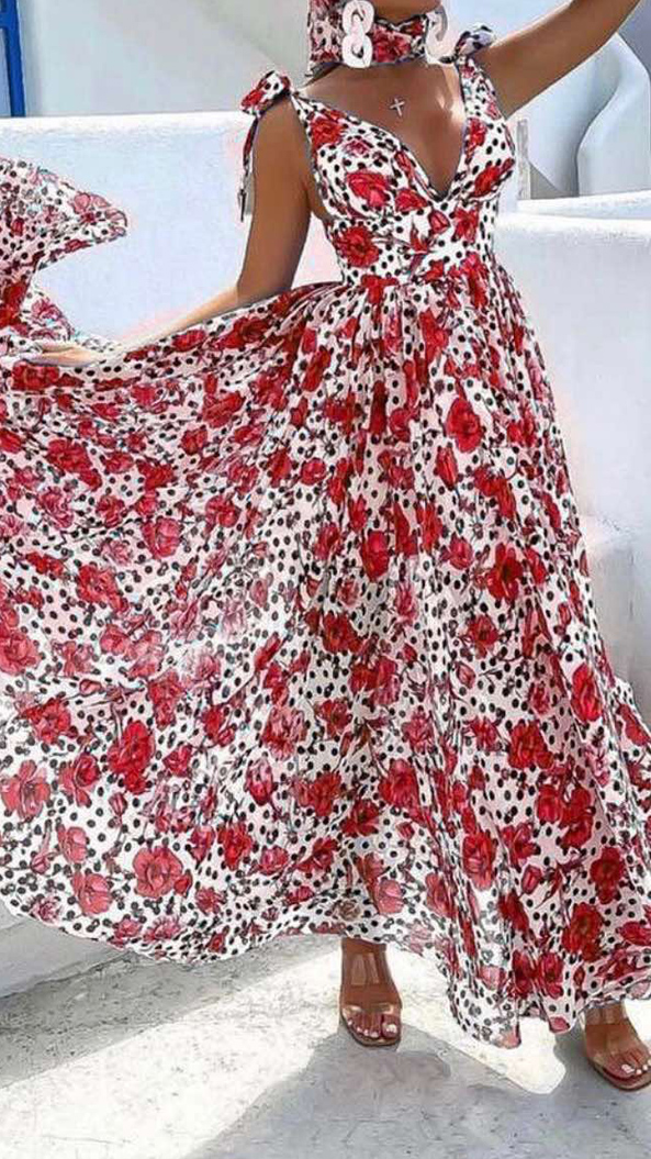 Φόρεμα maxi floral - Κόκκινο 20673