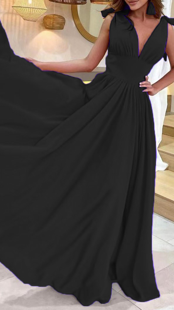 Φόρεμα maxi μονόχρωμο - Μαύρο 20677